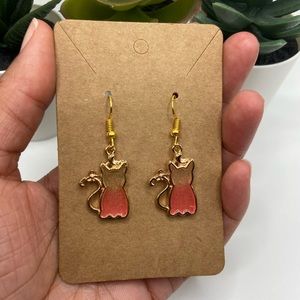 Halloween Pink Cat Drop Earrings